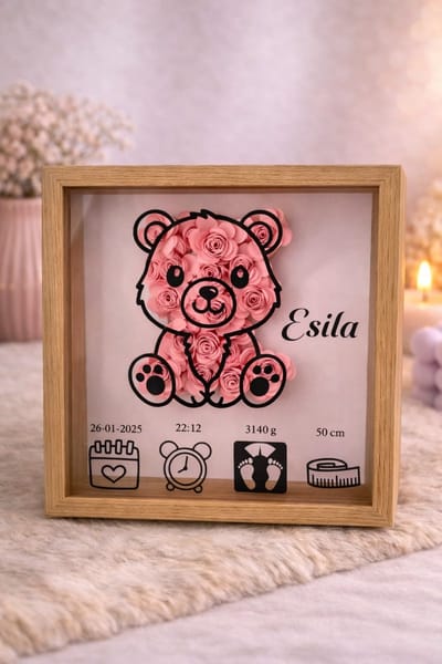 Geboorte Shadowbox met Papieren Roosjes!  | Viva Femme | Kraamcadeau | Baby