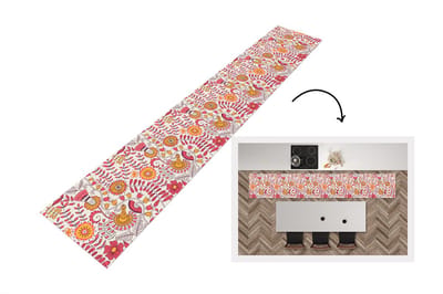 Keukenloper 300x50 cm - Keukenmat vinyl Bloemen - Design - Roze - Oranje - Keukenmatten loper - Keuken vloerkleed tapijt