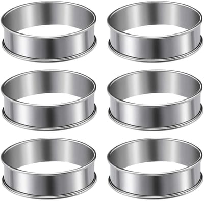QTTVBTNA RVS Bakringen 8 cm – Roestvrijstaal Taart- & Dessert Ringen – Voor Gebak, Burgers & Patisserie - 6 stuks