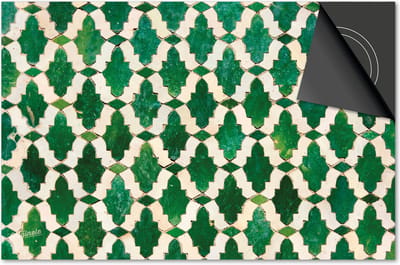 Inductie beschermer 60x60 - afdekplaat inductie mat - Dietrix Kookplaat beschermer - Exclusief - Hexagon - Marokkaanse tegel groen wit