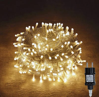 SnelShoppen - LED Sfeerverlichting Fairy Lights 400 LED Warm Wit - Binnen en Buiten Gebruik - 20m Transparant Kabel voor Feesten, Kerst, Tuin, Bruilof