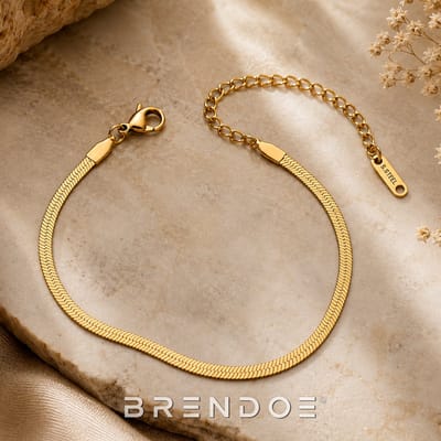 Brendoe Goudkleurige Slangenarmband Dames – 18K Verguld RVS – Verstelbaar – Waterproof