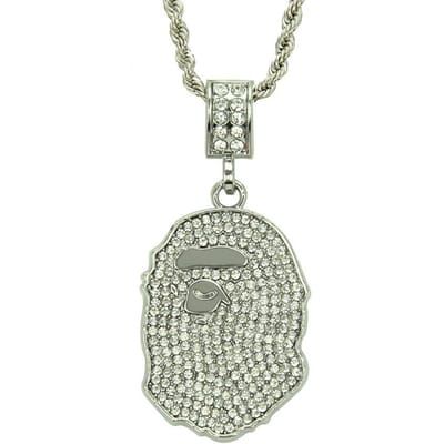 Nieuwe ketting Hip Hop Ape-man hoofdketting vol diamanten hangers gray