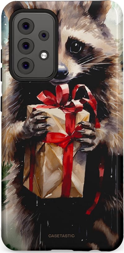 Casetastic hoesje geschikt voor Samsung Galaxy A52 (2021) 5G / Samsung Galaxy A52 (2021) 4G - Dubbellaagse bescherming - Winter Wasbeer Presentje - Fashion Case - Zwart Grijs Taupe