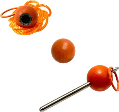 Boulemaus - Jeu de Boules - Bouleset Kleur oranje - 1 Magneet - krachtige magnetische bouleopraper in de vorm van but met koord – 4 kg - 1 Traceur de Terrain -V2A roestvrij staal- 1 but