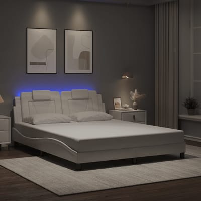 vidaXL - Bedframe - "Viana" - met - LED - zonder - matras - wit - 160x200 - cm