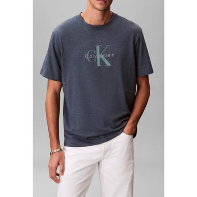 Calvin Klein Ss Hero Monologo Tee Nearly Navy Heather Taglia: S | T-shirt stampate Outlet | Uomo | Blu