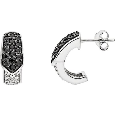 925 zilveren sieraden oorbellen en zwart-wit zirkoniumoxiden - zwart en wit