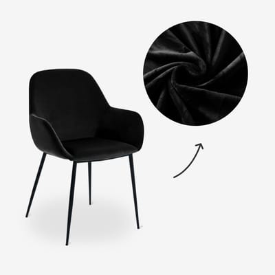 BankhoesDiscounter Velvet Stoelhoes met Armleuning – Zwart – Eetkamer Stoelhoezen – Stoelhoezen Eetkamerstoelen – Stoelhoezen Stretch