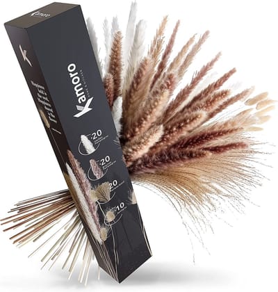 Gedroogd Pampasgras in enkele bos (70x stuks) - 60cm gedroogde bloemen - Grote Pampas in geschenkverpakking - Ideale decoratie voor bruiloft, woonkamer