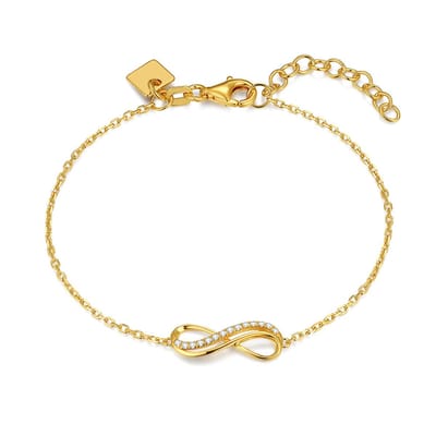 Twice As Nice Armband in 18 kt verguld zilver, infinity symbool Goudkleurig 16cm+3cm