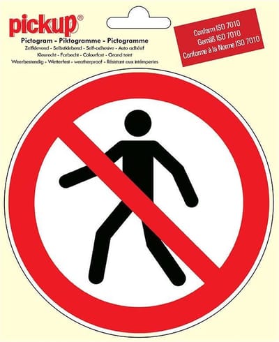 Pickup Pictogram rond diameter 15 cm - Verboden voor voetgangers