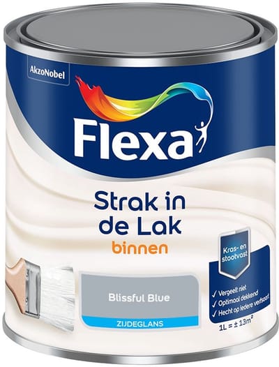 Flexa - Strak In De Lak Binnenlak Zijdeglans - Blissful Blue - Mengverf - 1 L