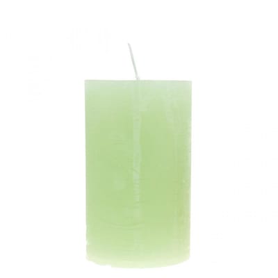 Kalkgroene pilaarkaarsen, door en door gekleurd, 60x100mm, bruiloftsde