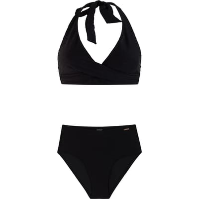 Protest PRTFrea - Bikini set Dames - Clipsluiting - Vaste vulling - Normale pasvorm - Hoge taille - Volledige dekking - Zwart