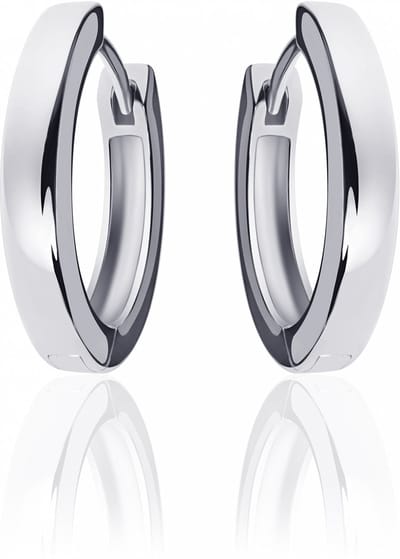 Jewels Inc. - Oorbellen - Oorringen met Scharnier - Vlak Glad - 3mm Breed - 22mmØ - Gerhodineerd Zilver 925