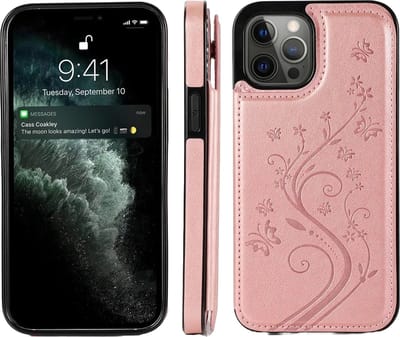 Hoesje geschikt voor Samsung Galaxy S24 - Backcover - Pasjeshouder - Portemonnee - Bloemenprint - Kunstleer - Rose Goud