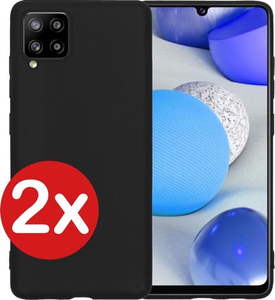 Hoesje - 2 Stuks - Geschikt voor Samsung Galaxy A42 - Sterk & Shockproof - Telefoonhoes - Back Cover - Case Siliconen - Telefoon Hoes - Zwart