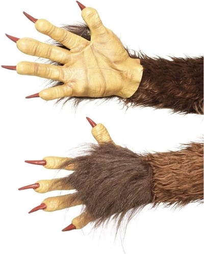 Smiffys Weervolf handschoenen - bruin - nepbont - voor volwassenen - Halloween accessoire