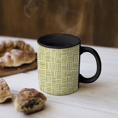 Magische Mok - Foto op Warmte Mokken - Koffiemok - Vlecht - Patroon - Groen - Magic Mok - Beker - 350 ML - Theemok