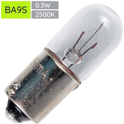 Signaallamp BA9S 6V 0.3W - 50 mAh - Per stuk - T10 Gloeilamp Ø10mm - 28mm - 2500K - Dimbaar