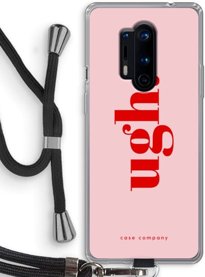 Case Company® - Hoesje met koord geschikt voor OnePlus 8 Pro hoesje met Koord - Ugh - Telefoonhoesje met Zwart Koord - Bescherming aan alle Kanten en Over de Schermrand
