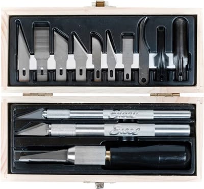 Excel Modelbouwdecoratie - 44290 Professionele Set - K1, K2 en K7 Messen - 11 Mesjes - 2 Gutsen Gereedschap