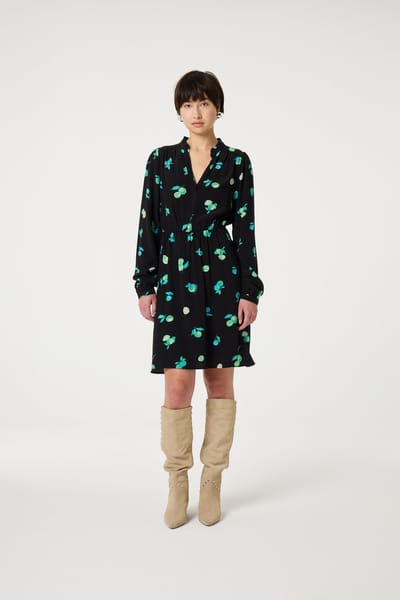 Fabienne Chapot Anissa Dress Black/green Zest Maat: 34 | Blousejurken Outlet | Dames | Zwart