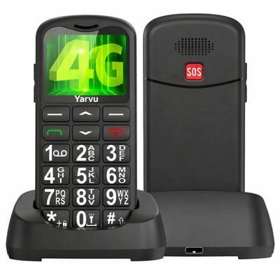 Yarvu - Easy Pro - 4G Senioren Mobiel+ Oplaadstation - Grote Toetsen - Big Button Mobiele Telefoon - Ouderen - Zwart