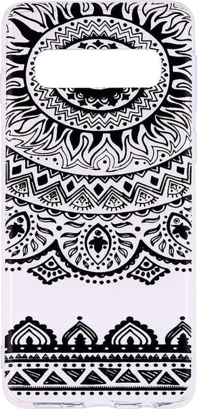 Shop4 - Geschikt voor Samsung Galaxy S10 Plus Hoesje - Zachte Back Case Mandala Zwart