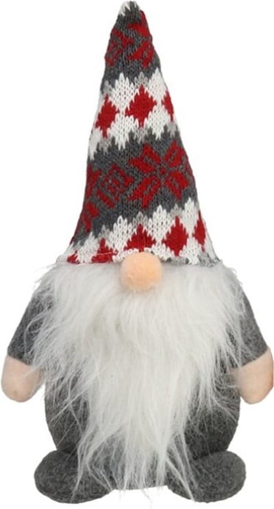Pluche gnome/dwerg/kabouter decoratie pop/knuffel kleding grijs en muts 26 x 11 cm