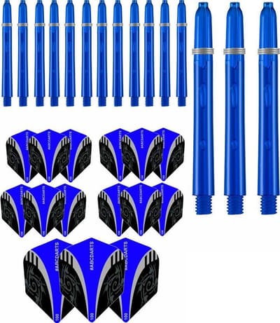 ABCDarts - Dart Flights En Dart Shafts - Tribal Edgeglow - Medium Donkerblauw - 5 sets
