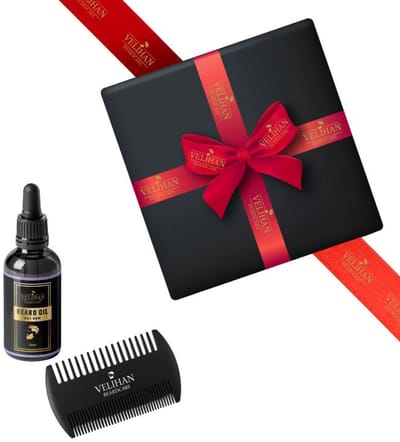Velihan Beardcare - Baardverzorging Duo Pack Baardolie Bay Rum 30ml & Baardkam - Cadeau voor mannen - Vaderdag Cadeau - Cadeau voor hem - Cadeau voor Kerst - Valentijdsdag mannen - Giftset mannen - Cadeauset verjaardag