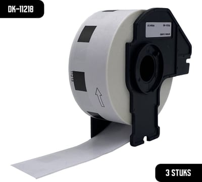DULA Brother Compatible DK-11218 - Voorgestanst rond label - 3 rollen - Diameter 24 mm - 1000 labels per rol - Zwart op wit - Papier