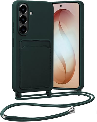 Hoesje Geschikt voor Samsung S26 Hoes Met Telefoonketting - Backcover Geschikt voor Samsung Galaxy S26 Case Met Koord - Donkergroen