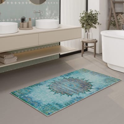 Vintage Badkamer Tapijt met Oriental Patroon - Antislip en Elegant