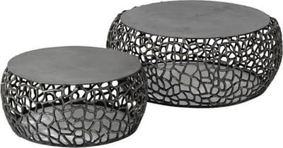 Dimehouse Set van 2 Salontafels Nola Zwart Nikkel - 75 x 75 x 30 cm - Metaal - Industrieel - Rond