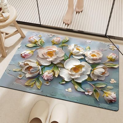 Badkamer Absorberende Mat Antislip Sneldrogend Diatomeeënaarde Toilet Voetmat Bloem 3D Visueel Badkamer Toiletmat 40*60CM