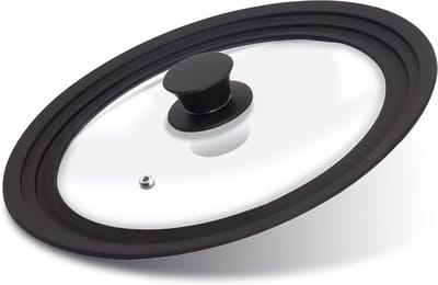 Universeel Deksel - Pannen Deksel - Koken en Bakken - Hittebestendige Siliconenrand - 9.5 10 11 inch - Zwart