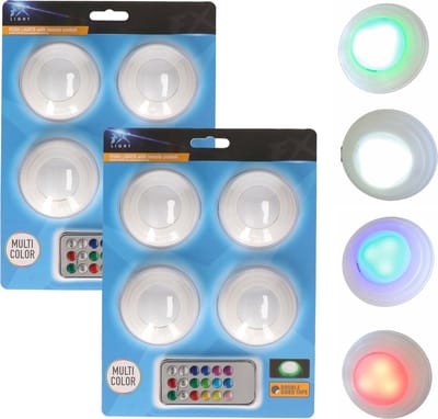 FX Light LED Nachtlampjes set van 8x - draadloos - multi kleuren - kinderkamer - incl. afstandsbediening