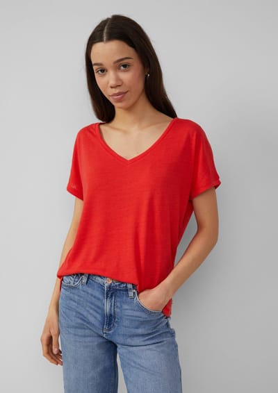 Q/S designed by - T-shirt - Maat XS - Vrouwen - Rood - polyester