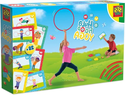 Yogahoepel set - Yoga voor kinderen - Buiten spelen - Met dobbelsteen en kaarten - 30 x 20 cm - Multicolor