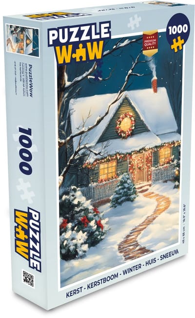 Puzzel Kerst - Kerstboom - Winter - Huis - Sneeuw - Legpuzzel - Puzzel 1000 stukjes volwassenen - Kerst - Cadeau - Kerstcadeau voor mannen, vrouwen en kinderen