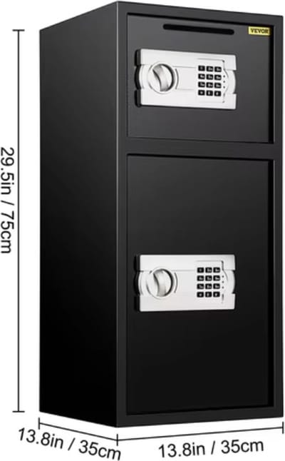 J&R Veiligheids kluis - Grote kleur met dubbele deur - Met digitaal slot - Brandwerend - 75 Liter inhoud - Zwart - Maat L