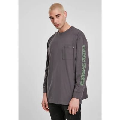 Urban Classics - Neon Logo Boxy Pocket Longsleeve shirt - S - Grijs
