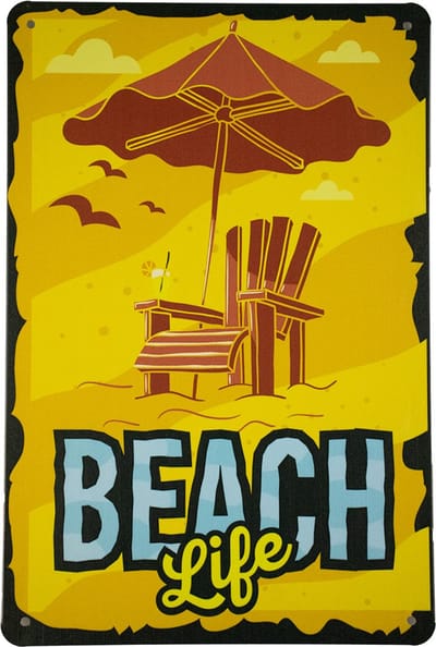 Beach life - Metalen wandbord - Tropical - Beachlife - Mancave decoratie - Tiki - Metal sign - Tropical party - Tekstbord - Wandborden - 20 x 30cm