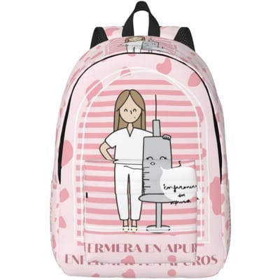 Dokter Verpleegster Enfermera En Apuros Rugzak voor Mannen Vrouwen Mode Middelbare School Wandelen Reizen Dagrugzak College Schoudertas Buiten Small 40x30x14cm