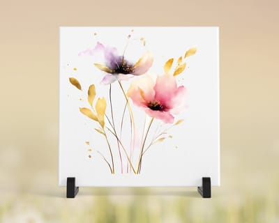 Tegeltje met tekst/afbeelding - Bloemen 11. - 15x15 cm - tegeltje met afbeelding, cadeau, tegeltje, tegeltjes met tekst, tegeltje met spreuk, spreuktegels, woonaccessoires