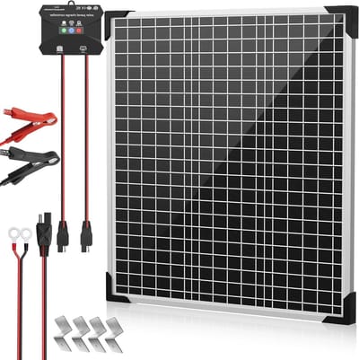 Zonnepaneel Kit - Zonnebatterij Onderhouder - Batterij Opladen - MPPT Laadregelaar - 50 Watt - Zwart
