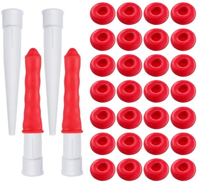 30 Sealing Caps met 4 Glazen Lijm Nozzles voor Bescherming en Afsluiting van Mondbeschermers en Tubes